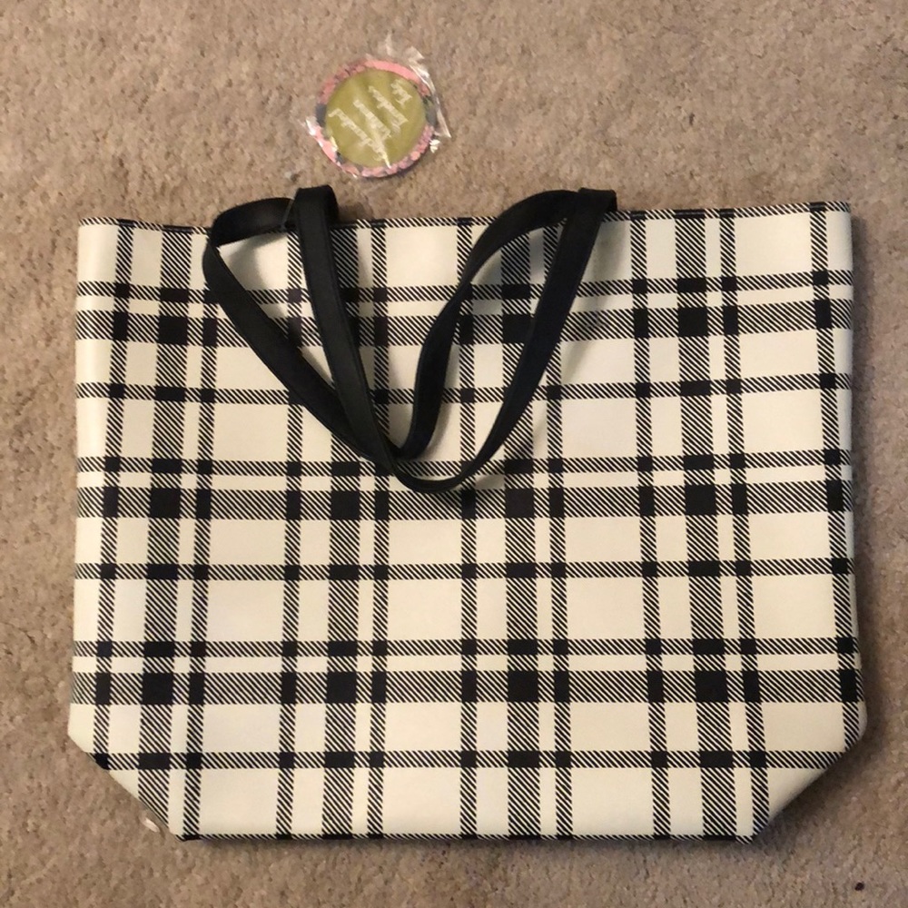 Plaid vinyl tote